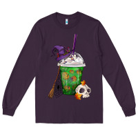 Plum Halloween Spooky Pumpkins Frappe Long Sleeve Tee - FaDigitalArtStudio