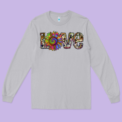 Tie Dye Sunflower Love Long Sleeve Tee Designed By Ranaportraitstore