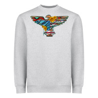 Heather Grey thunderbird with usa flag and sunflowers Heavyweight Sweatshirt - Artiststas