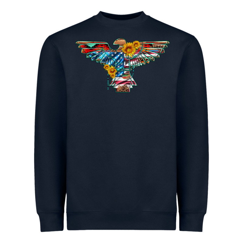 Thunderbird With Usa Flag And Sunflowers Heavyweight Sweatshirt by Artiststas | Teevron