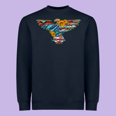 Thunderbird With Usa Flag And Sunflowers Heavyweight Sweatshirt Designed By Artiststas
