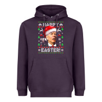 Plum Santa Joe Biden Happy Easter Ugly Christmas Heavyweight Hoodie - maiPhamDesign