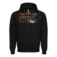Black caffeine before chaos Zipper Hoodie - BarkalooDesign