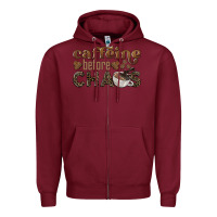 Burgundy caffeine before chaos Zipper Hoodie - BarkalooDesign