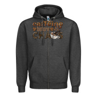 Charcoal Heather caffeine before chaos Zipper Hoodie - BarkalooDesign