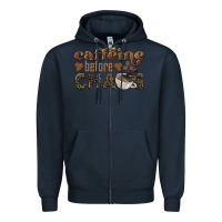 Navy caffeine before chaos Zipper Hoodie - BarkalooDesign