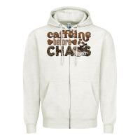 Oatmeal Heather caffeine before chaos Zipper Hoodie - BarkalooDesign