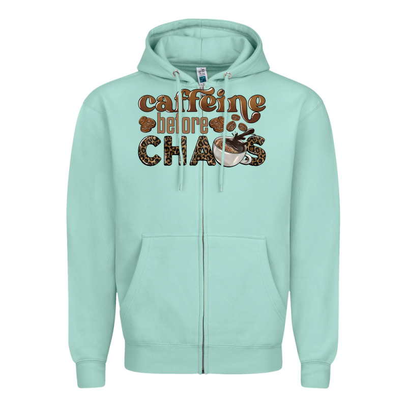 Caffeine Before Chaos Zipper Hoodie by BarkalooDesign | Teevron