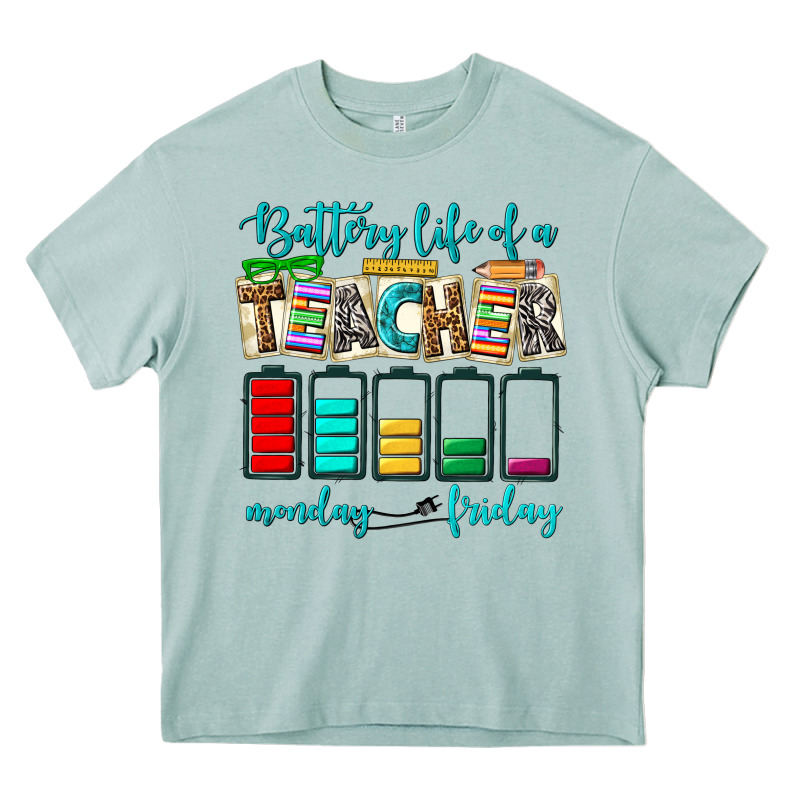 Battery Life Of A Teacher Monday Friday Heavy Core Tee by NancyCooperArtShop | Teevron
