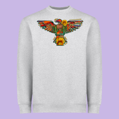 Thunderbird  Wild Soul With Sunflower Serape Aztec Heavyweight Sweatshirt Designed By Artiststas