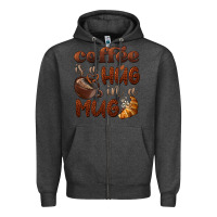 Charcoal Heather coffee is a hug in a mug Zipper Hoodie - BarkalooDesign