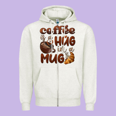 Coffee Is A Hug In A Mug Zipper Hoodie Designed By Barkaloodesign