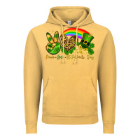 Vintage Mustard Peace love St. Patrick's Day Vintage Hoodie - OliviaCreatesArt