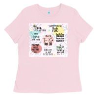 Bubblegum Pink it's ok to be not ok Ladies Tee - TumblerDesignByShophia