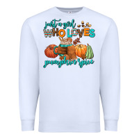 White just a girl who loves pumpkin spice Premium Sweatshirt - AdoDesignShop