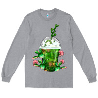 Heather Grey Western Cactus Cold Frappe Long Sleeve Tee - FaDigitalArtStudio