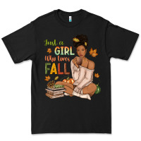 Black Just a girl who loves Fall afro woman Premium Tee - NancyCooperArtShop
