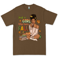 Cacao Just a girl who loves Fall afro woman Premium Tee - NancyCooperArtShop