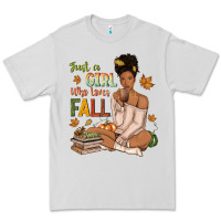 Dove Grey Just a girl who loves Fall afro woman Premium Tee - NancyCooperArtShop