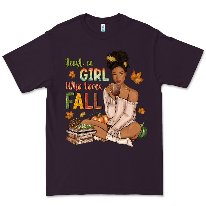 Just A Girl Who Loves Fall Afro Woman Premium Tee by NancyCooperArtShop | Teevron