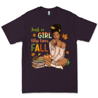 Plum Just a girl who loves Fall afro woman Premium Tee - NancyCooperArtShop