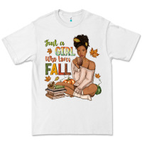 White Just a girl who loves Fall afro woman Premium Tee - NancyCooperArtShop