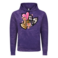Cloud Purple Pink glitter leopard cowhide hearts Valentine's Vintage Hoodie - FaDigitalArtStudio