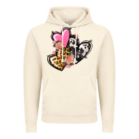 Vintage Artic Pink glitter leopard cowhide hearts Valentine's Vintage Hoodie - FaDigitalArtStudio