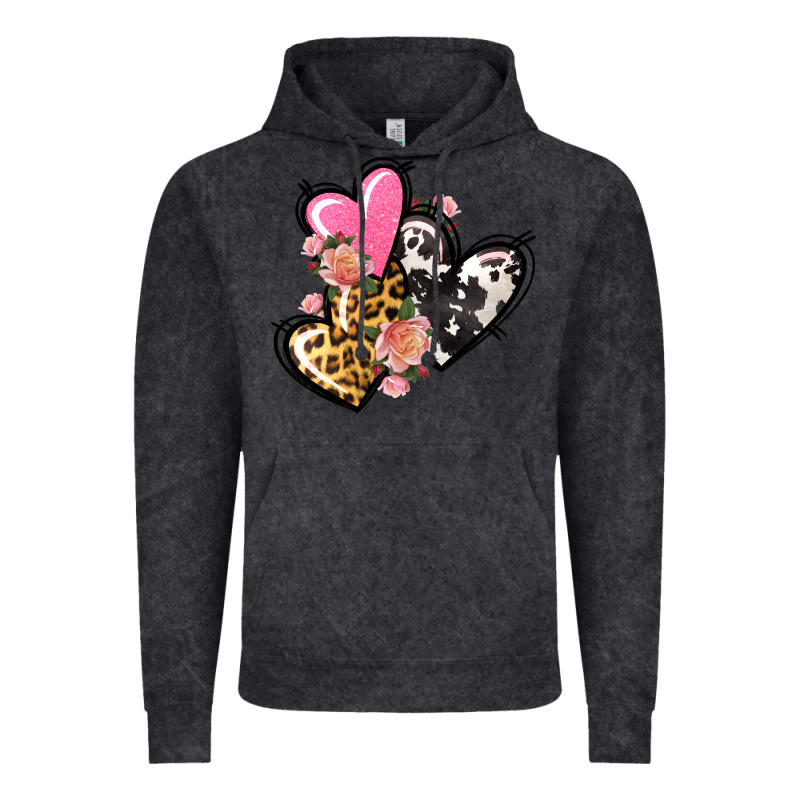 Pink Glitter Leopard Cowhide Hearts Valentine's Vintage Hoodie by FaDigitalArtStudio | Teevron