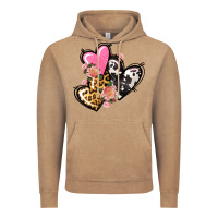 Vintage Coffee Pink glitter leopard cowhide hearts Valentine's Vintage Hoodie - FaDigitalArtStudio