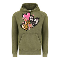 Vintage Olive Pink glitter leopard cowhide hearts Valentine's Vintage Hoodie - FaDigitalArtStudio