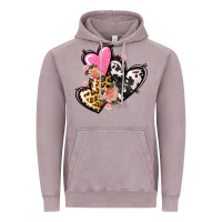 Vintage Zinc Pink glitter leopard cowhide hearts Valentine's Vintage Hoodie - FaDigitalArtStudio
