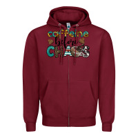 Burgundy western caffeine before chaos Zipper Hoodie - BarkalooDesign