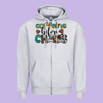Western Caffeine Before Chaos Zipper Hoodie Designed By Barkaloodesign
