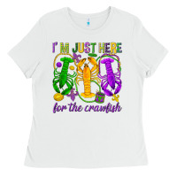 White I'm just here for the Crawfish Ladies Tee - HowdyJamesFarm