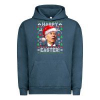 Pigment Midnight Navy Santa Joe Biden Happy Easter Ugly Christmas Urban Hoodie - maiPhamDesign