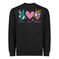 Black peace love springwith flowers and butterfly Heavyweight Sweatshirt - Artiststas