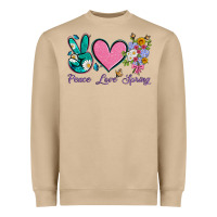 Mushroom peace love springwith flowers and butterfly Heavyweight Sweatshirt - Artiststas
