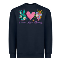 Navy peace love springwith flowers and butterfly Heavyweight Sweatshirt - Artiststas