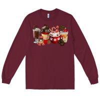 Burgundy Chocolate Love Coffee Cups Long Sleeve Tee - FaDigitalArtStudio