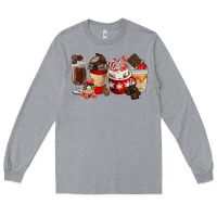 Heather Grey Chocolate Love Coffee Cups Long Sleeve Tee - FaDigitalArtStudio