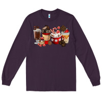 Plum Chocolate Love Coffee Cups Long Sleeve Tee - FaDigitalArtStudio