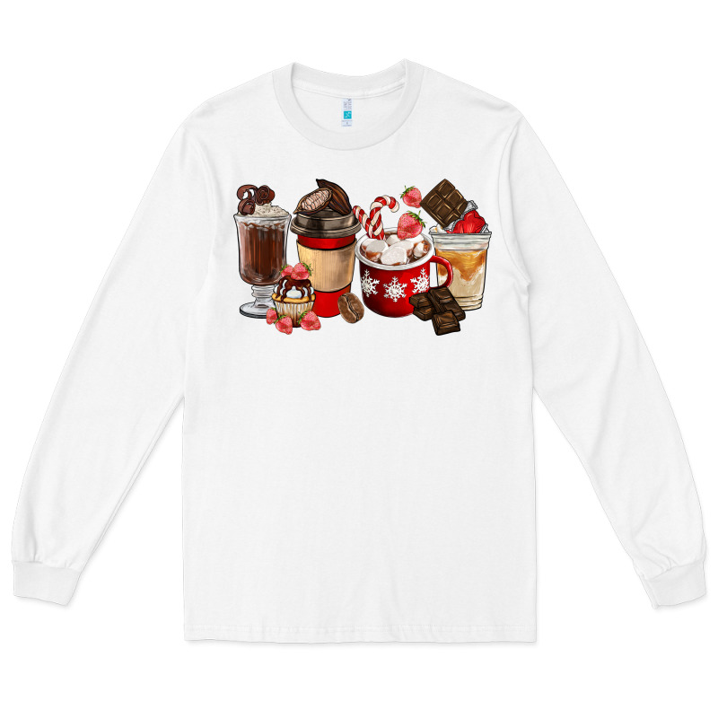 Chocolate Love Coffee Cups Long Sleeve Tee by FaDigitalArtStudio | Teevron