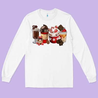 Chocolate Love Coffee Cups Long Sleeve Tee Designed By Fadigitalartstudio