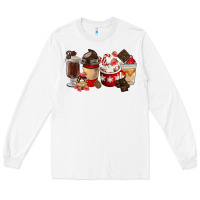 White Chocolate Love Coffee Cups Long Sleeve Tee - FaDigitalArtStudio