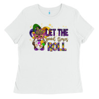 White Let the good times roll with gnome Ladies Tee - HowdyJamesFarm