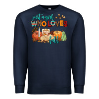 Navy just a girl who loves fall Premium Sweatshirt - AdoDesignShop
