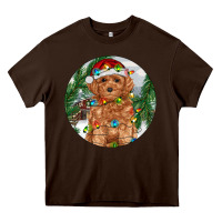 Chocolate Brown Toy Poodle And Farm Heavy Core Tee - RanaPortraitStore