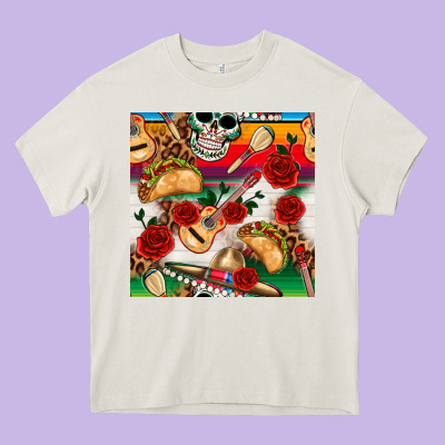 Mexican  Seamless Pattern Heavy Core Tee Designed By Texasbilliewilder