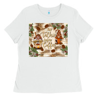 White no talkie before coffee with gnomies Ladies Tee - TumblerDesignByShophia
